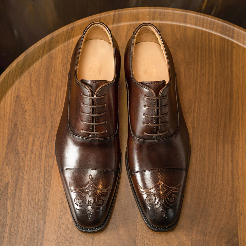Men'S Style Formal Wear - Carved three-joint men's shoes, business formal