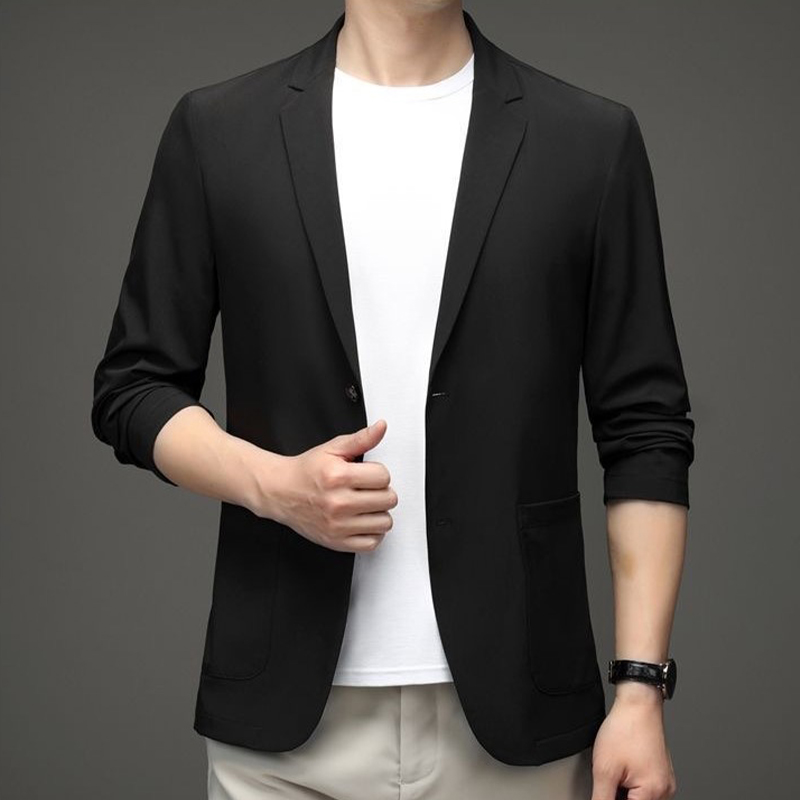 Men'S Gothic Formal Wear - Autumn Men Simple Black Suit Jacket