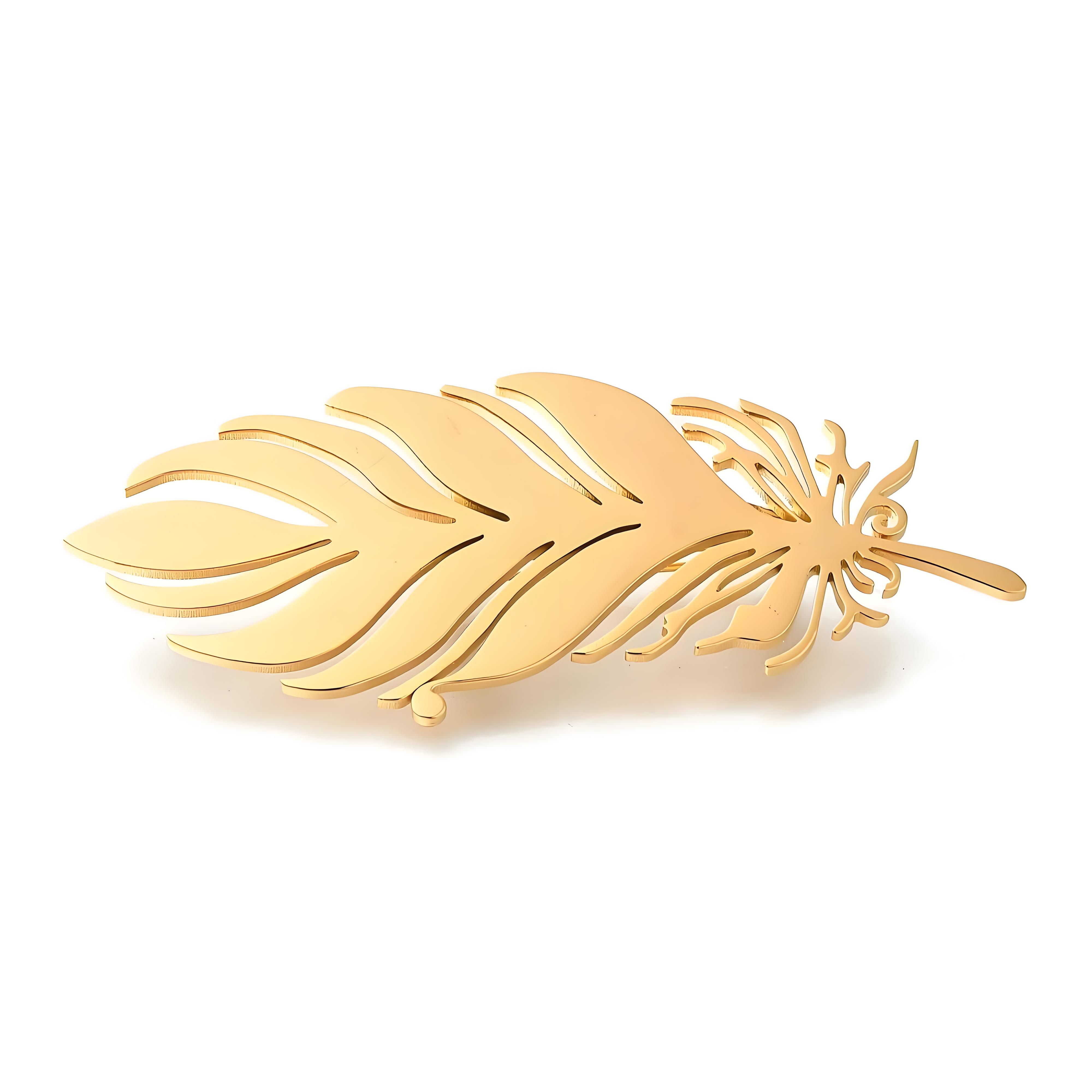 Tuxedo Lapel Pin - Gold - Plated Feather Brooch, Exquisite