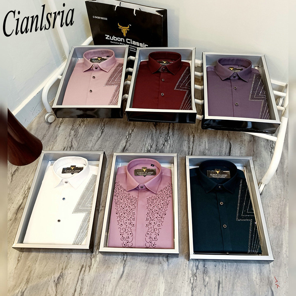 Men Luxury One‑Side Geometric  - Men Formal Party Wear Shirt recension och pris