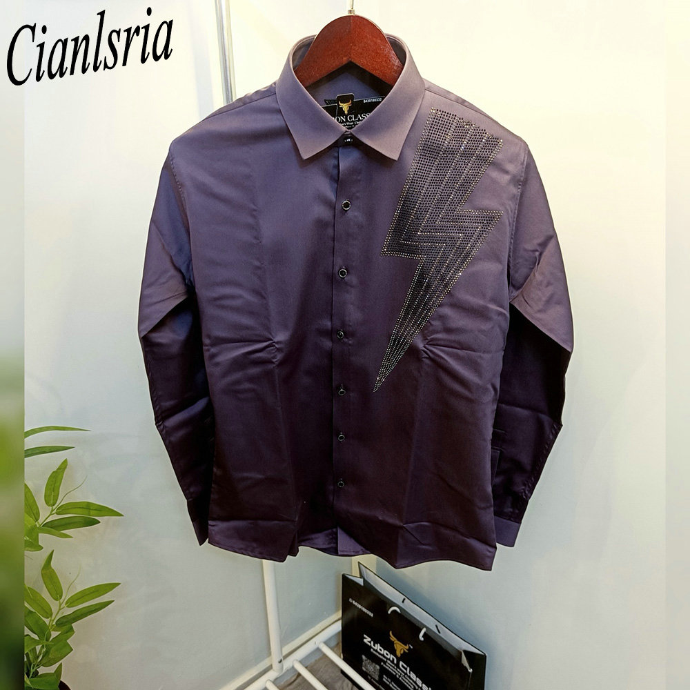 Men Luxury One‑Side Geometric  - Men Formal Party Wear Shirt recension och pris