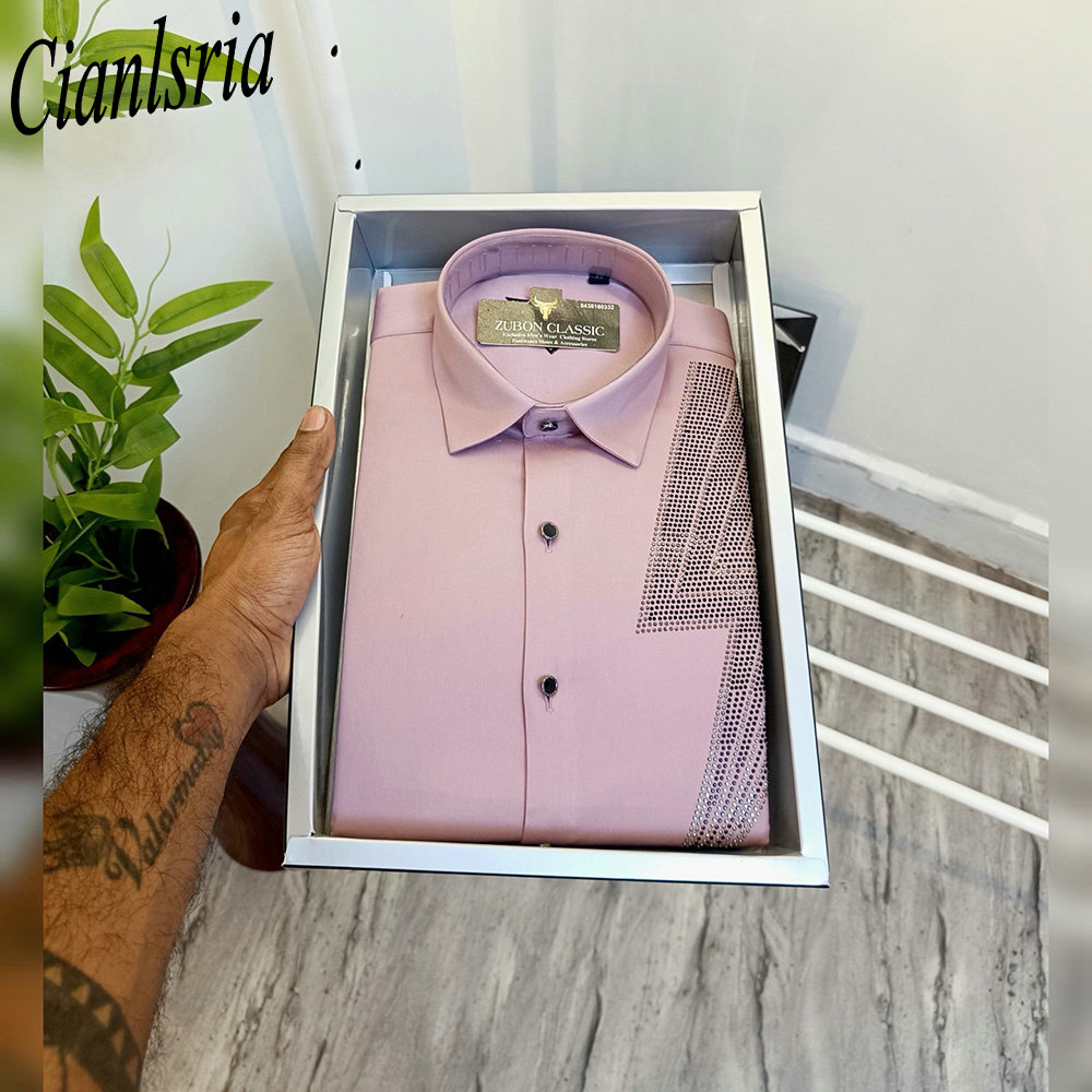 Men Luxury One‑Side Geometric  - Men Formal Party Wear Shirt recension och pris