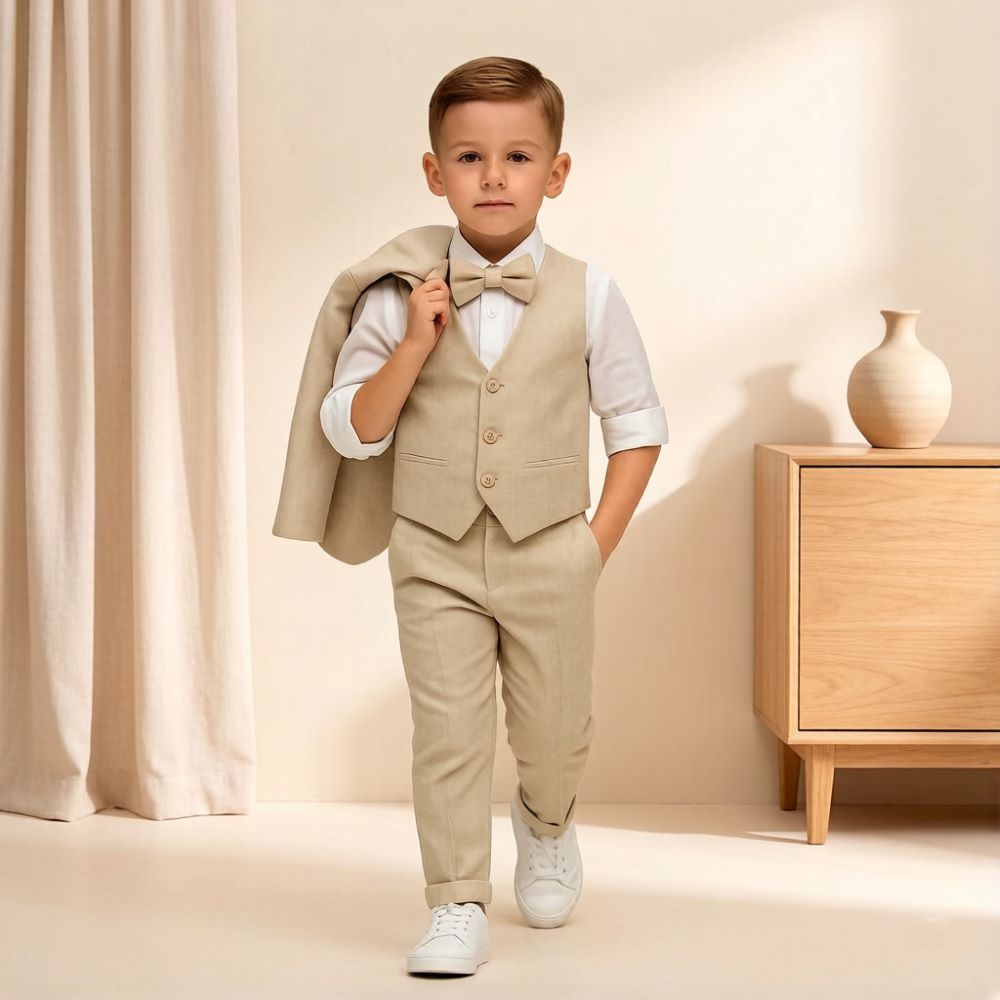 Mens Beige 3 Pieces Kids Boys  - Formal Wear For Men Kids recension och pris