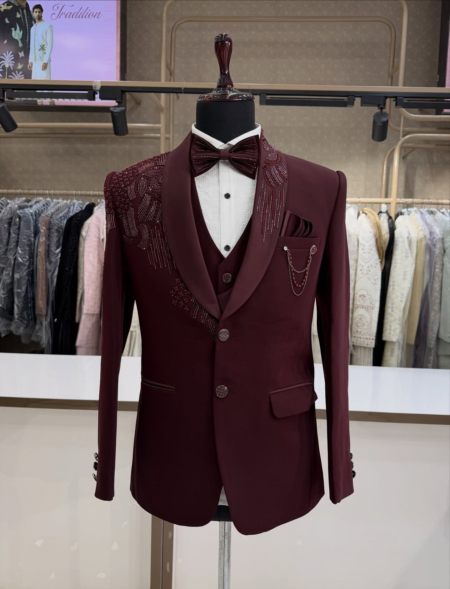 3 Pieces Groom Wedding Tuxedos - Men Formal Wear Red recension och pris