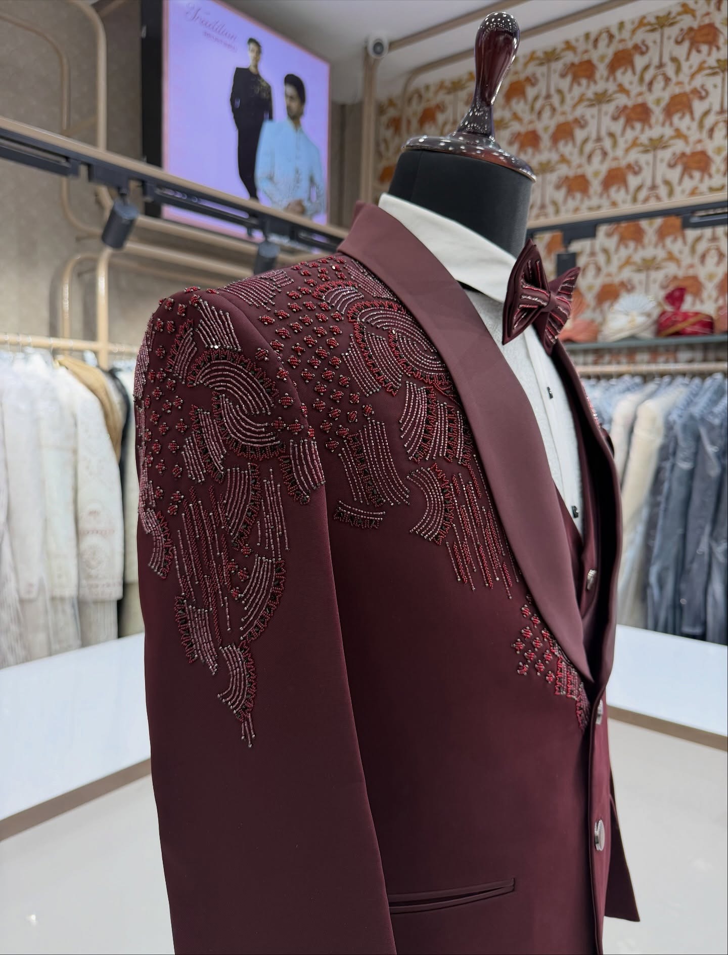 3 Pieces Groom Wedding Tuxedos - Men Formal Wear Red recension och pris