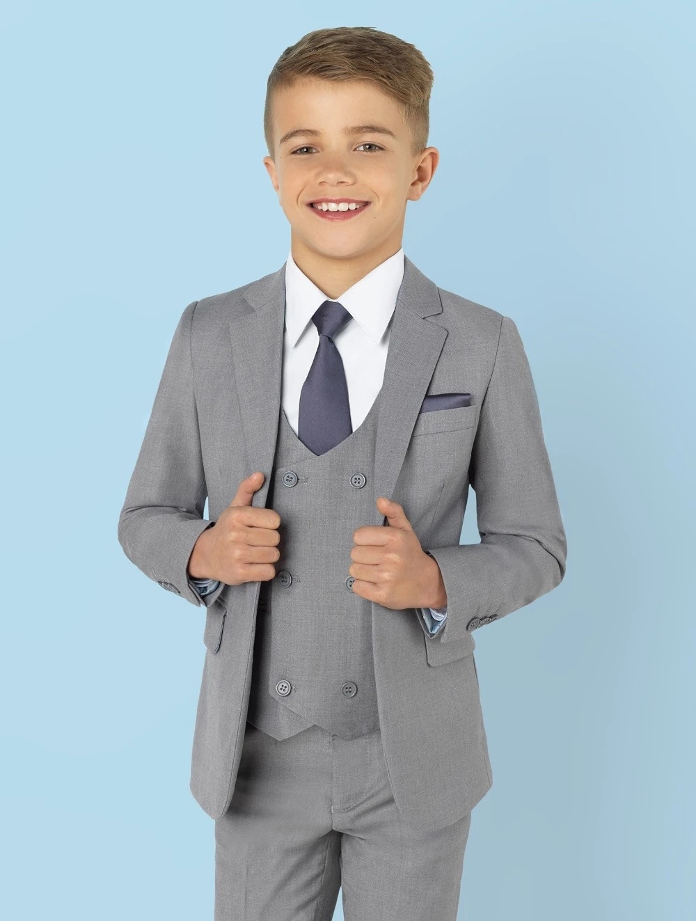 Light Grey Notch Lapel Kids Su - Formal Wear For Men Kids recension och pris