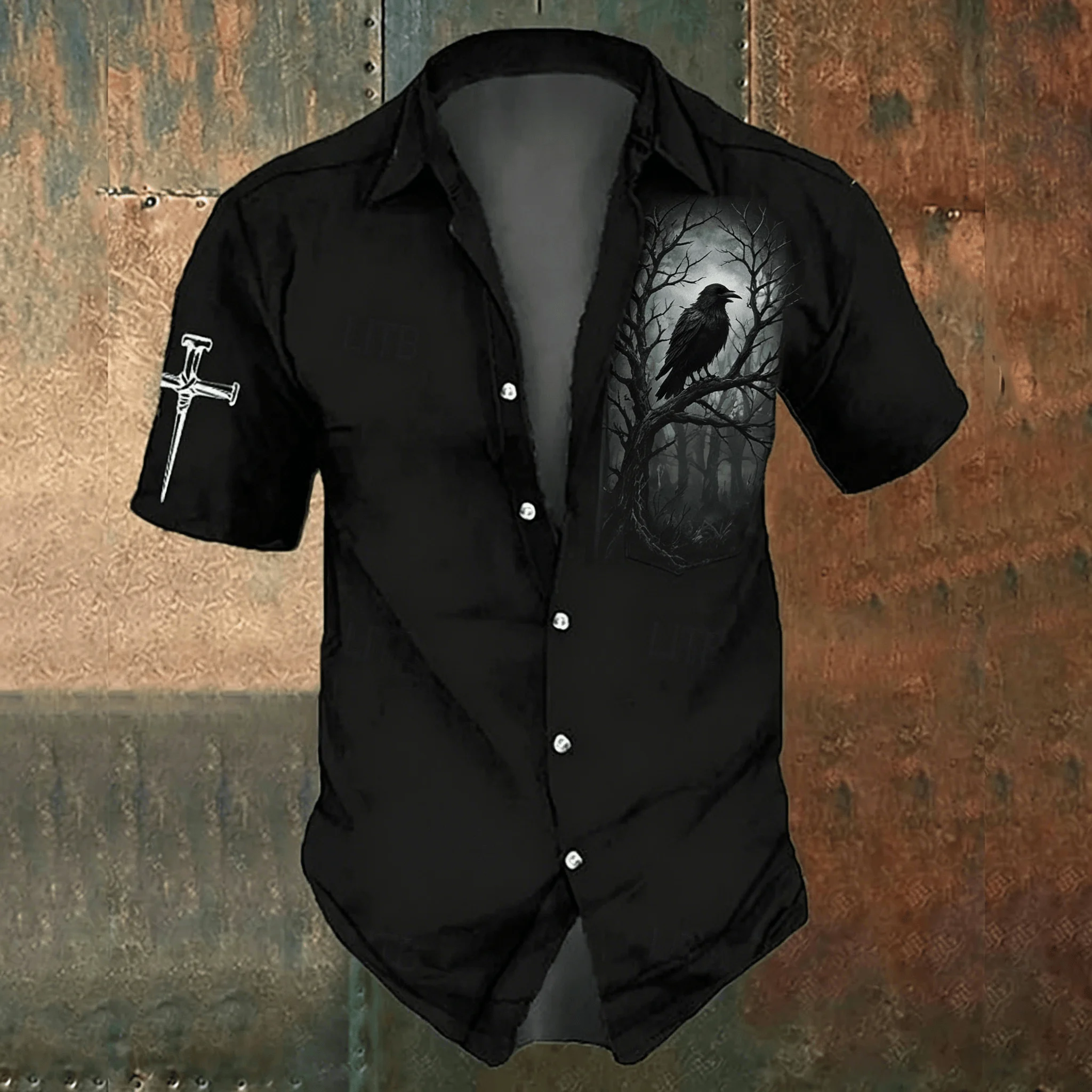 Men's black cross-print casual - Men'S Gothic Formal Wear recension och pris