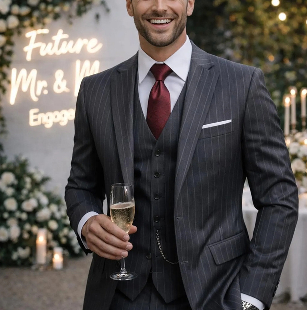 Elegant 3 Piece Wedding Party  - Men'S Formal Wear For Engagement recension och pris