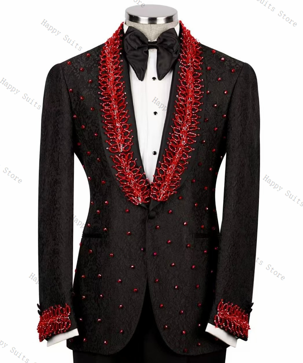 Red Crystals Men Suit Set 2 Pc - Men Formal Wear Red recension och pris