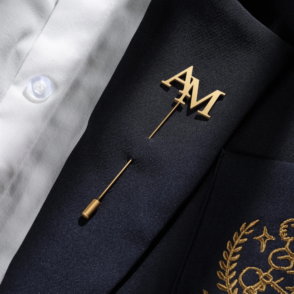 Custom Initials Brooch Men Sta - Tuxedo Lapel Pin recension och pris