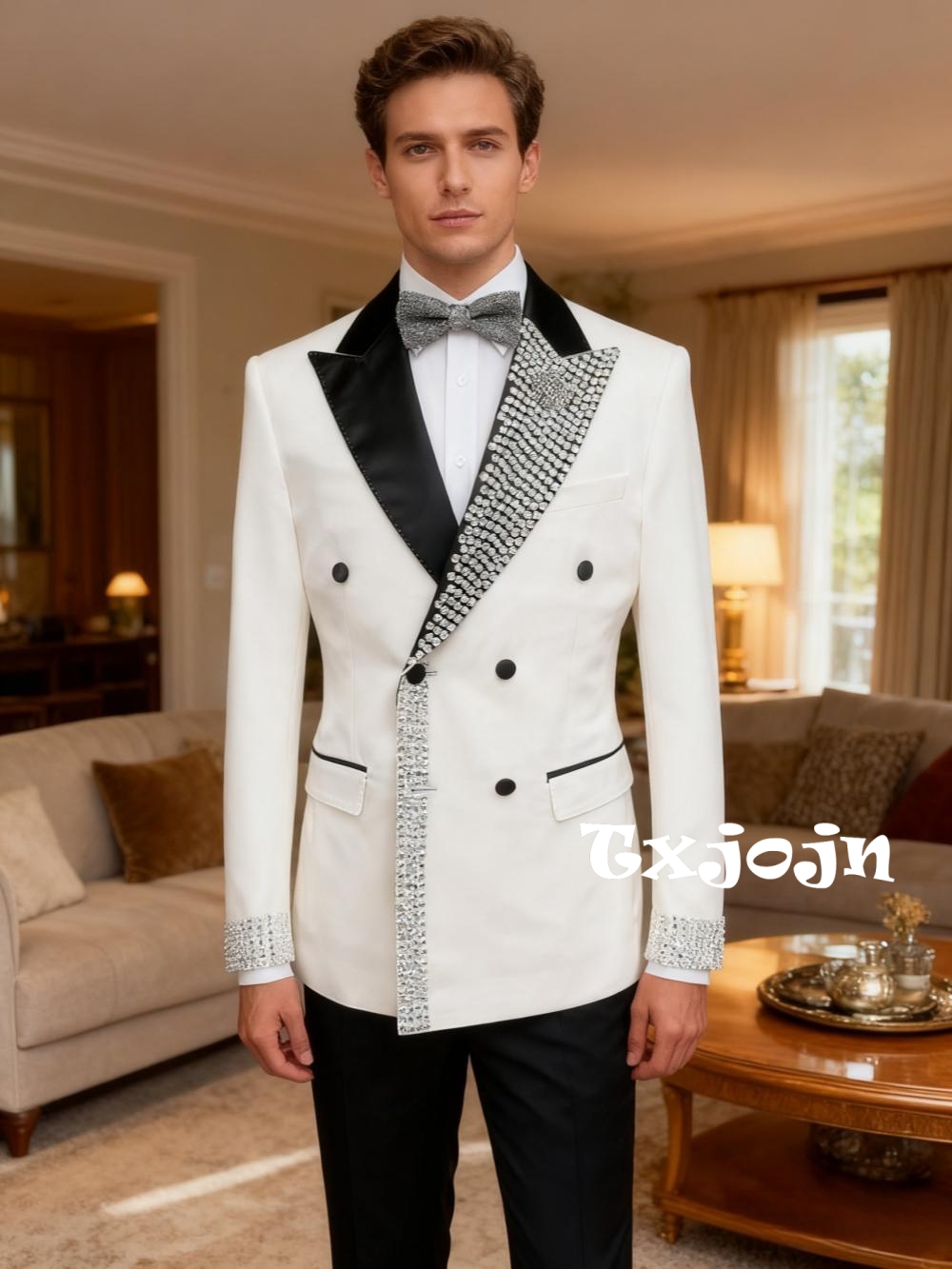 Dazzling Luxury Beaded Men's S - Men'S Formal Wear For Engagement recension och pris